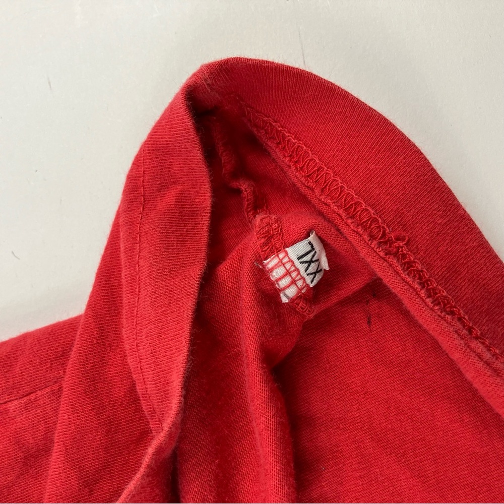 Affliction Oversized Red Graphic Skull Tee with Back Cutouts - Picture 9 of 9